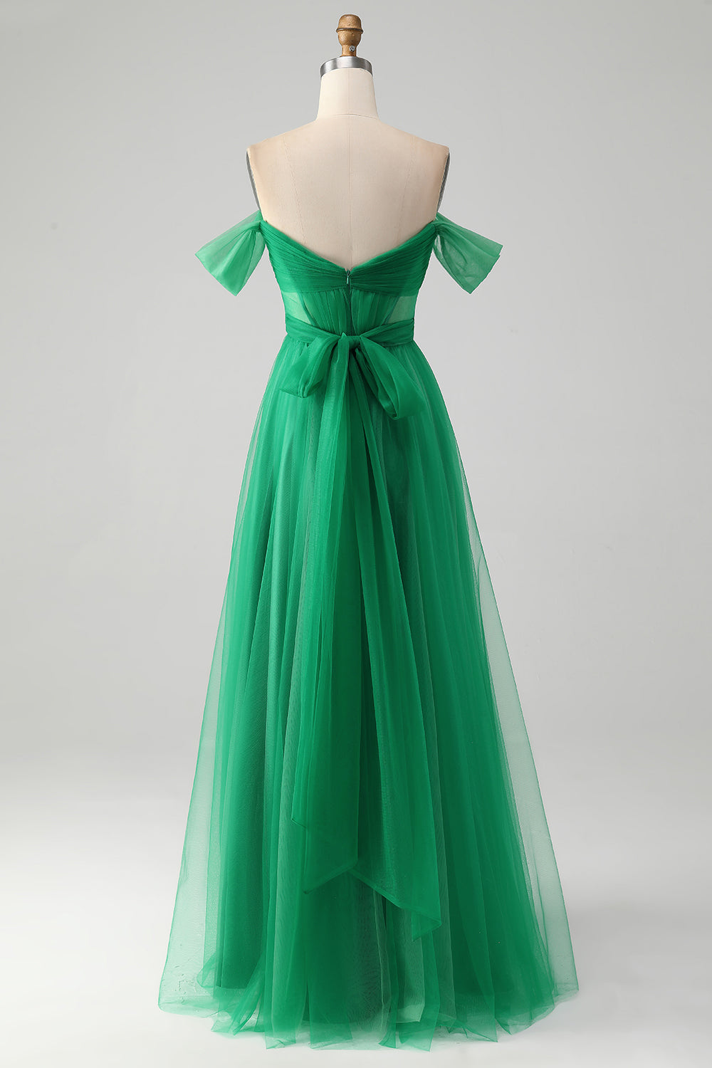 Luolandi A Line Off The Shoulder Corset Long Prom Dress with Lace-Up Back Floor Length